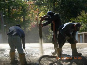 Gunite application on a residential driveway